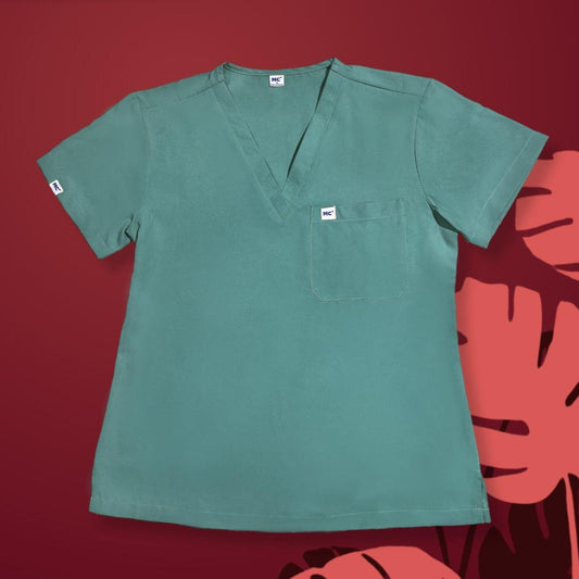 FlexMove Eucalyptus Set V-Neck Tops & Straight Cut Pants Comfortable Durable Material Scrub Suit for Women Ideal for Work Environments