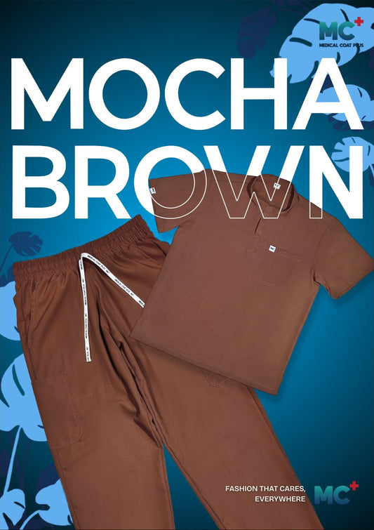 FlexMove Mocha Brown Mandarin Tops Comfortable Durable Material Scrub Suit for Women Ideal for Work Environments Reliability and Longevity
