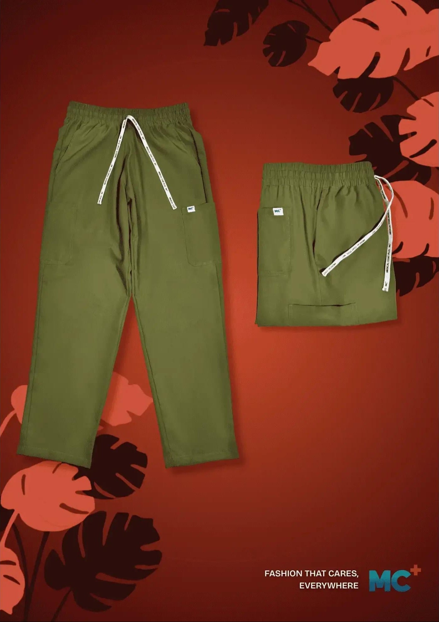 FlexMove Olive Grove Straight Cut Bottom Comfortable Durable Material Scrub Suit for Men