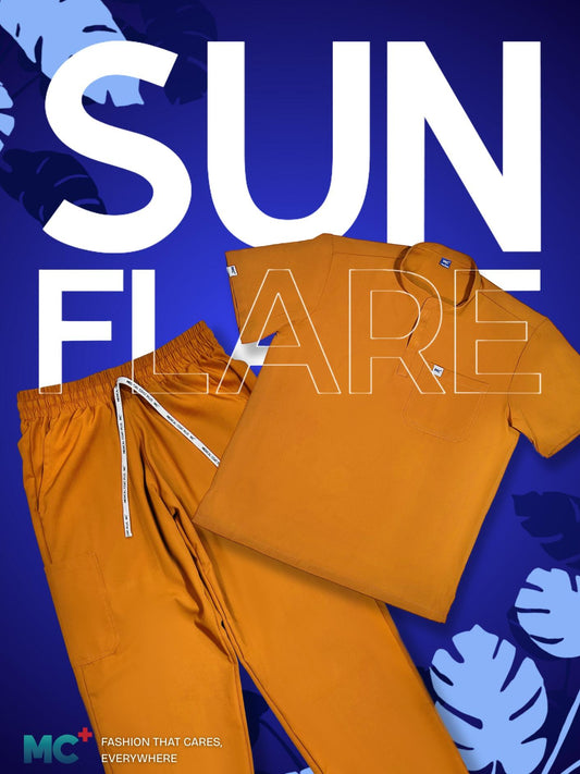 FlexMove Sunflare Mandarin Tops - Comfortable Durable Material Scrub Suit for Men