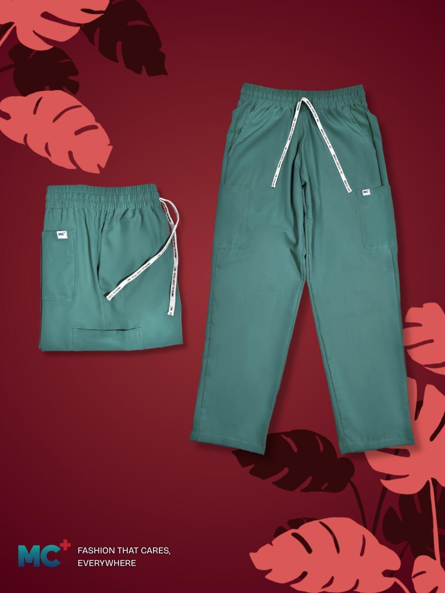 FlexMove Eucalyptus V-Neck Tops & Straight Cut Pants Set - Comfortable Durable Material Scrub Suit Set for Women Ideal for Work Environments