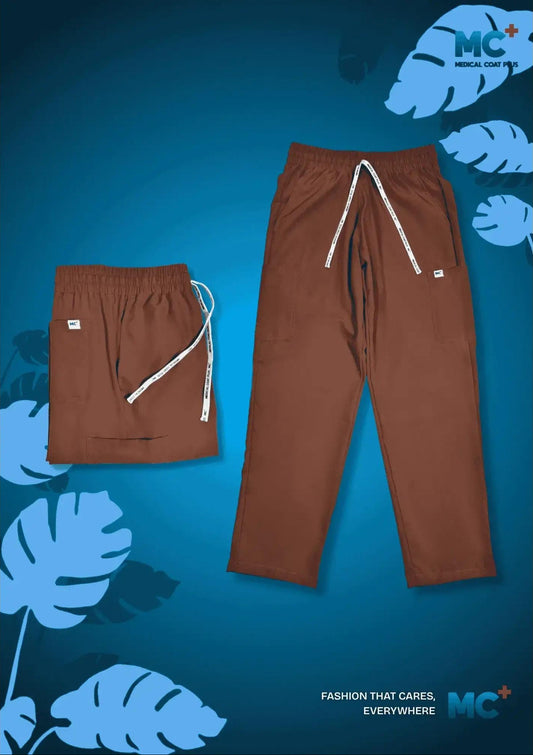 FlexMove Mocha Brown Straight Cut Bottom Comfortable Durable Material Scrub Suit for Men
