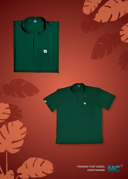 FlexMove Jade Luxe Mandarin Tops - Comfortable Durable Material Scrub Suit for Men