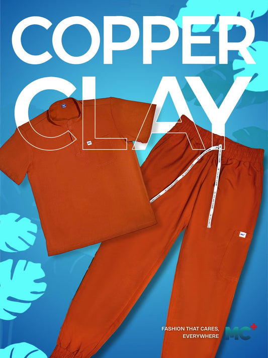 FlexMove Copper Clay Mandarin Tops - Scrub Suit for Men Workwear made with Durable Material