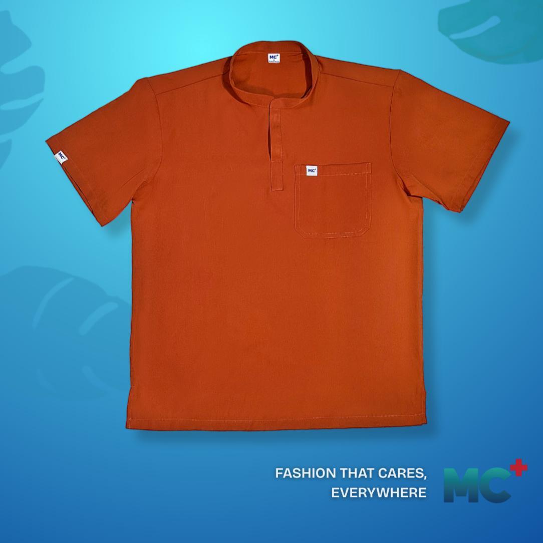 FlexMove Copper Clay Mandarin Tops Comfortable Durable Material Scrub Suit for Women Ideal for Work Environments Reliability and Longevity