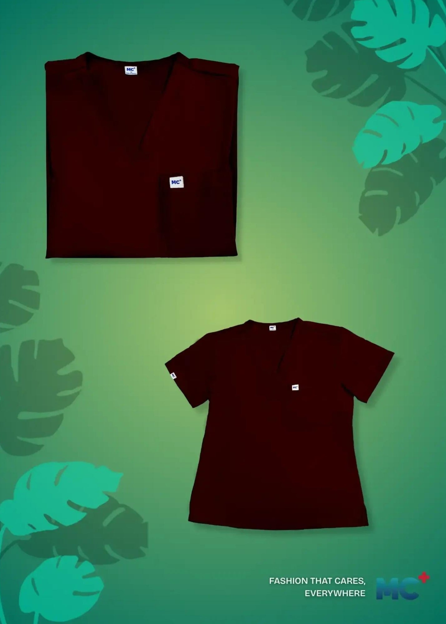 FlexMove Wine Red V-Neck Tops - Comfortable Durable Material Scrub Suit for Women