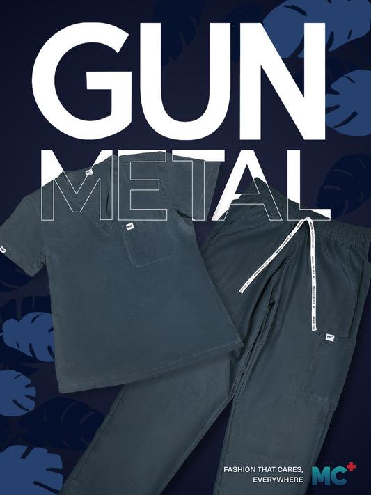 FlexMove Gunmetal V-Neck Tops - Comfortable Durable Material Scrub Suit for Women