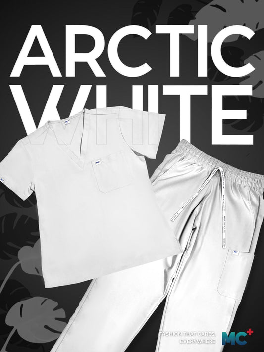 FlexMove Arctic White V-Neck Tops - Comfortable Durable Material Scrub Suit for Women