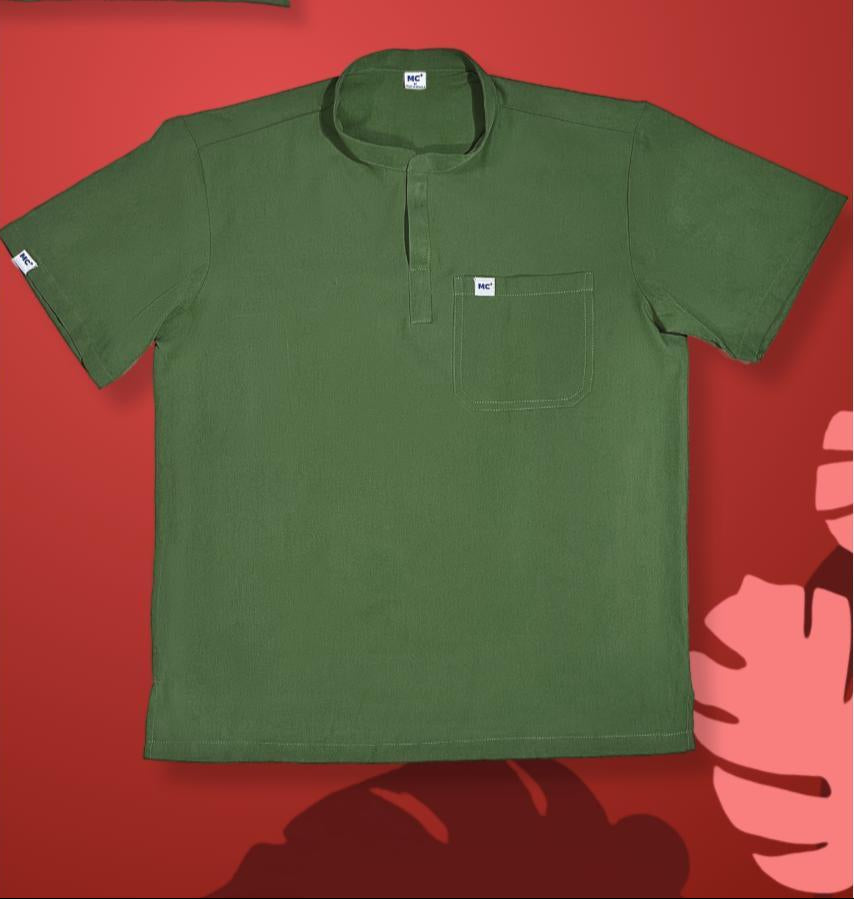 FlexMove Combat Green Mandarin Tops Comfortable Durable Material Scrub Suit for Women Ideal for Work Environments Reliability and Longevity