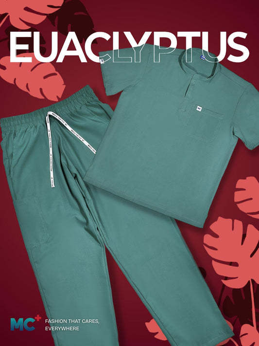 FlexMove Eucalyptus Mandarin Tops - Comfortable Durable Material Scrub Suit for Men