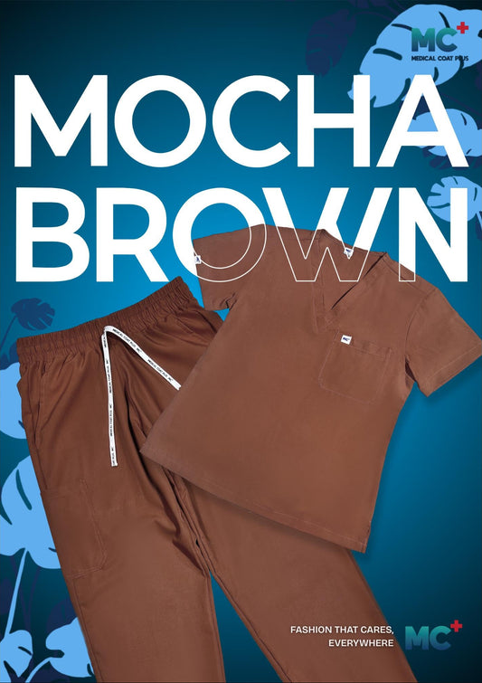 FlexMove Mocha Brown V-Neck Tops - Comfortable Durable Material Scrub Suit for Women