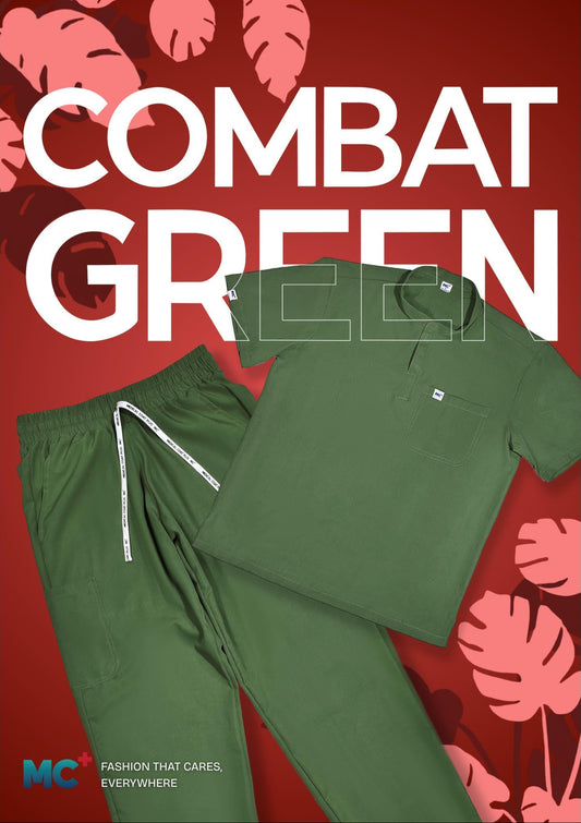 FlexMove Combat Green Mandarin Tops Comfortable Durable Material Scrub Suit for Women Ideal for Work Environments Reliability and Longevity