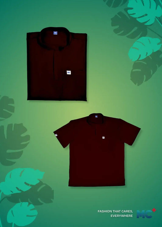 FlexMove Wine Red Mandarin Tops - Comfortable Durable Material Scrub Suit for Men, Ideal for Work Environments, Reliability and Longevity