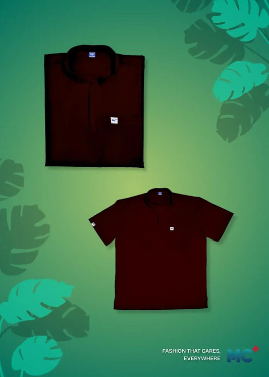 FlexMove Wine Red Mandarin Tops - Comfortable Durable Material Scrub Suit for Men, Ideal for Work Environments, Reliability and Longevity