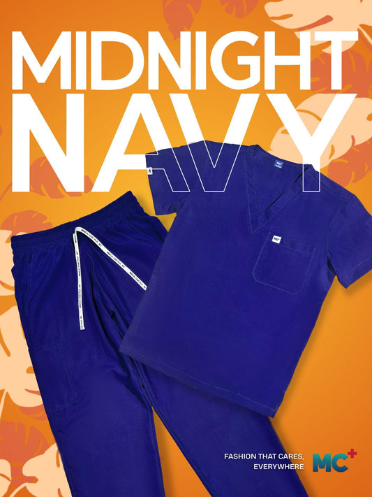 FlexMove Midnight Navy V-Neck Tops Comfortable Durable Material Scrub Suit for Men