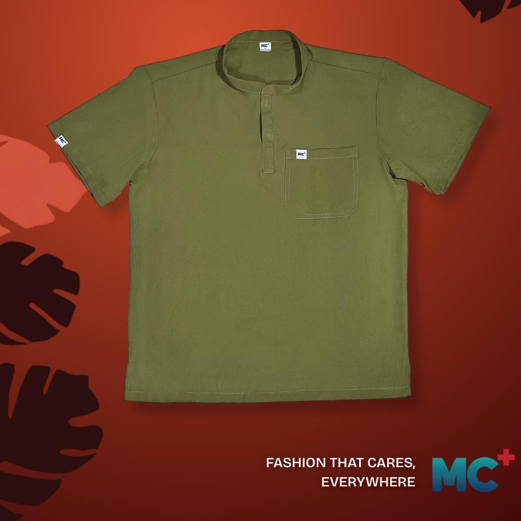 FlexMove Olive Grove Mandarin Tops Comfortable Durable Material Scrub Suit for Women Ideal for Work Environments Reliability and Longevity