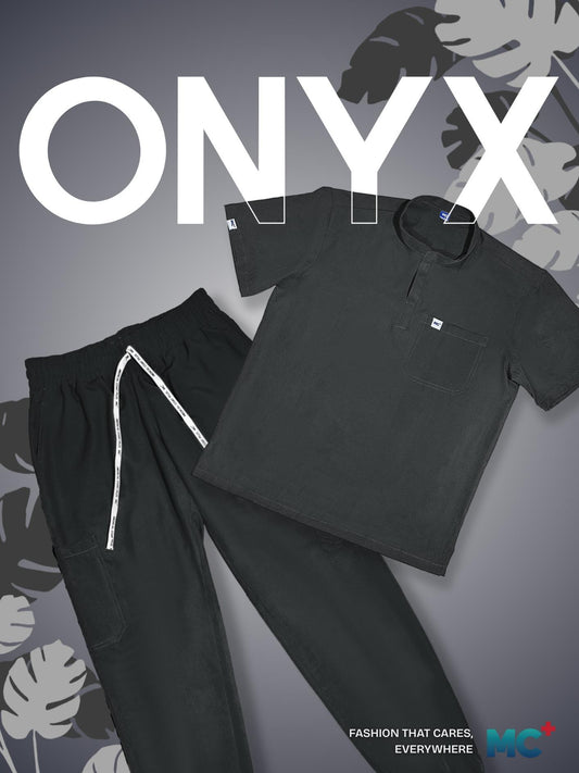 FlexMove Onyx Mandarin Tops - Comfortable Durable Material Scrub Suit for Men