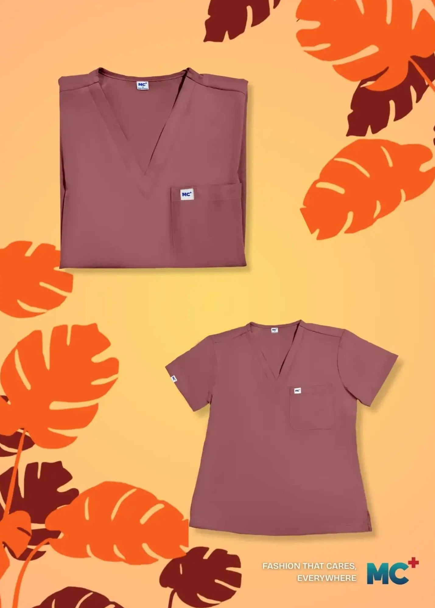 FlexMove Rosewood V-Neck Tops - Comfortable Durable Material Scrub Suit for Women