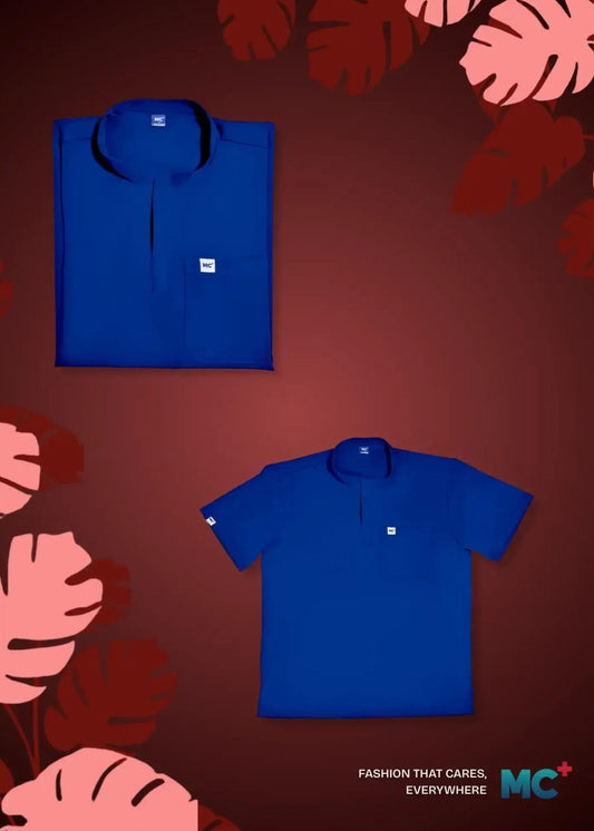 FlexMove Sapphire Mandarin Tops Comfortable Durable Material Scrub Suit for Men Ideal for Work Environments Reliability and Longevity