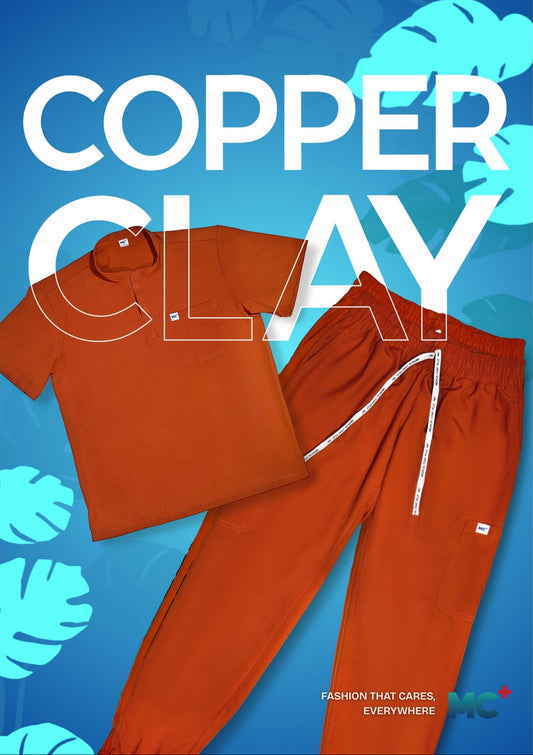 FlexMove Copper Clay Mandarin Tops Comfortable Durable Material Scrub Suit for Women Ideal for Work Environments Reliability and Longevity