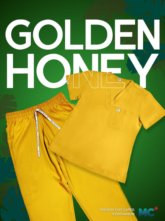 FlexMove Golden Honey V-Neck Tops - Comfortable Durable Material Scrub Suit for Women