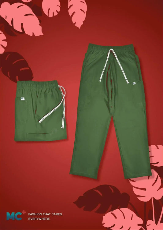 FlexMove Combat Green Straight Cut Bottom Comfortable Durable Material Scrub Suit for Men