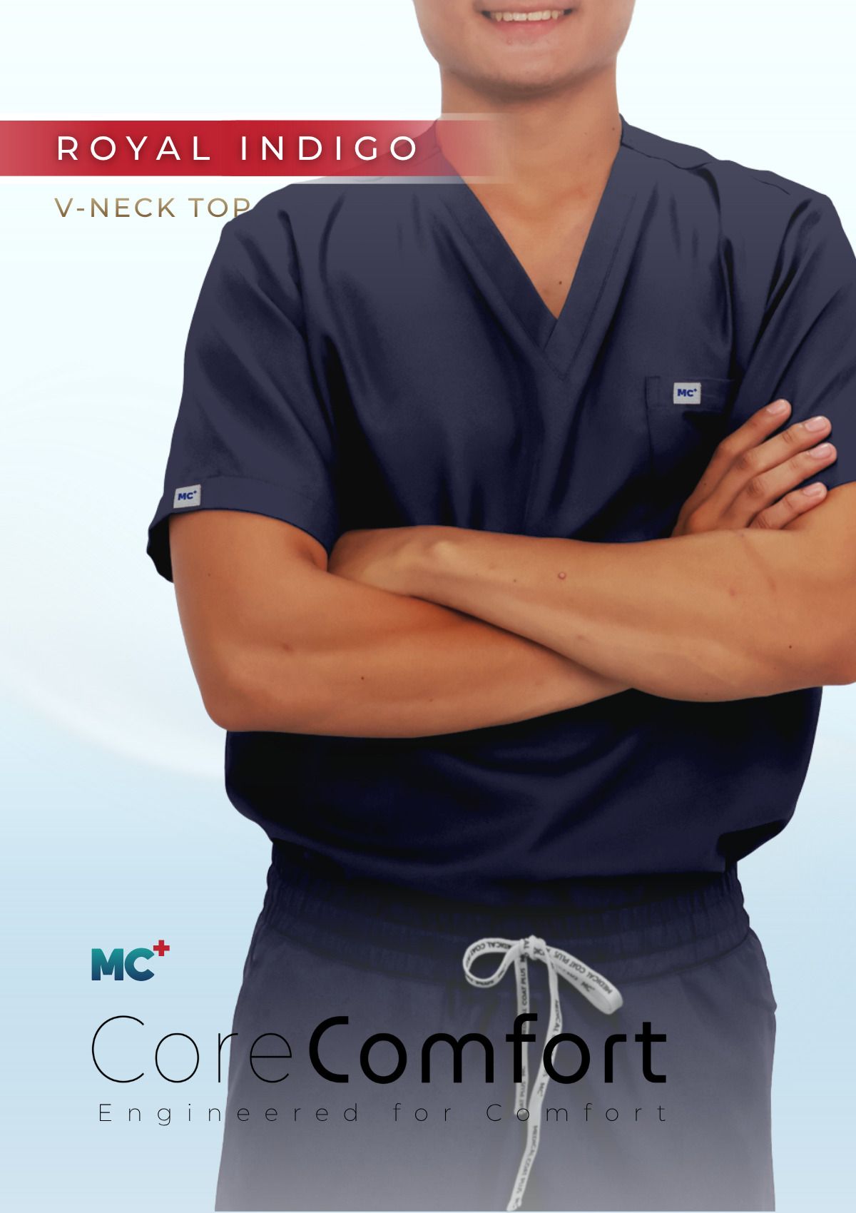 CoreComfort Royal Indigo V-Neck for Men Suitable for Medical Environments