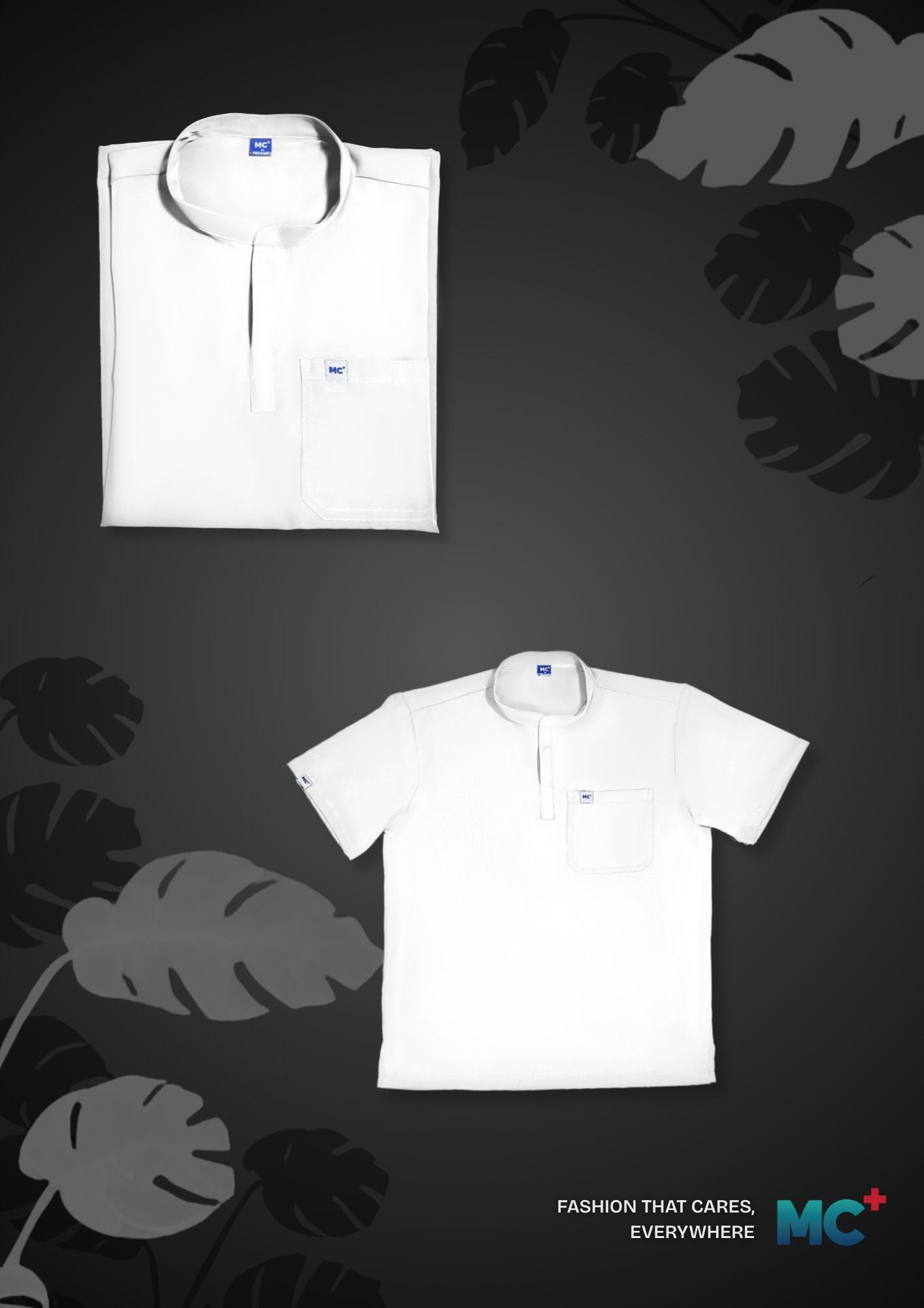 FlexMove Arctic White Mandarin Tops - Scrub Suit for Men Workwear with Comfortable Fit and Durable Material