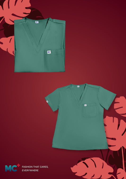 FlexMove Eucalyptus V-Neck Tops - Comfortable Durable Material Scrub Suit for Women