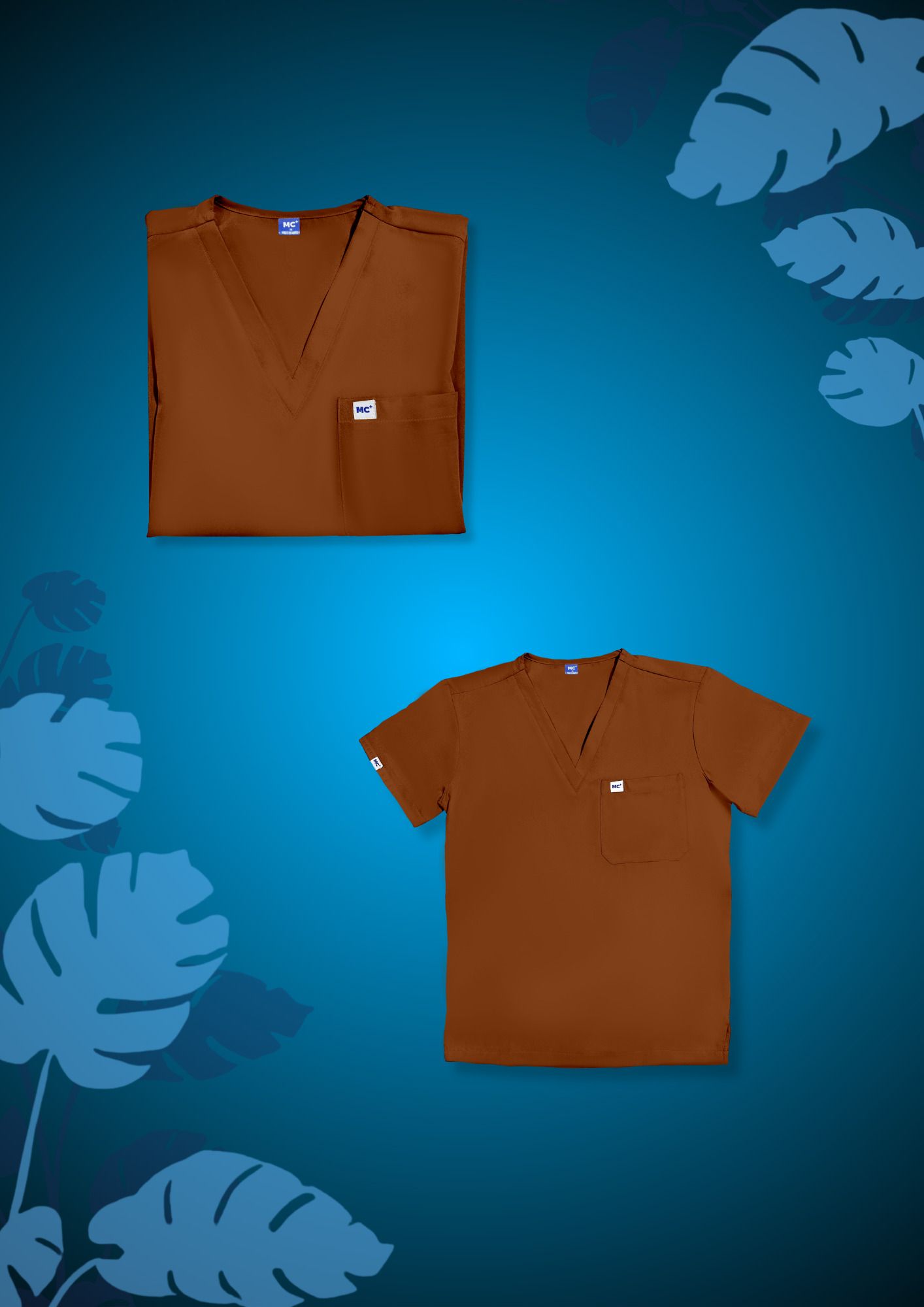 FlexMove Mocha Brown V-Neck Tops - Comfortable Durable Material Scrub Suit for Women