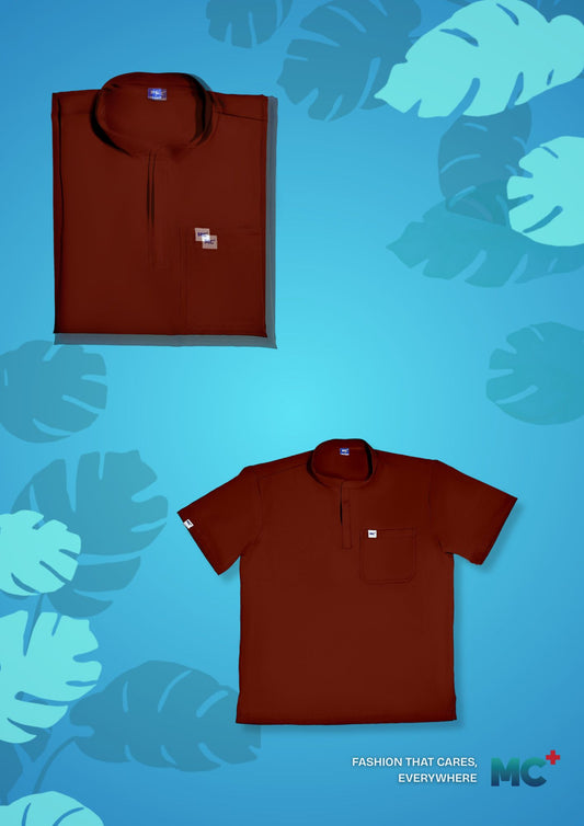 FlexMove Copper Clay Mandarin Tops - Scrub Suit for Men Workwear made with Durable Material