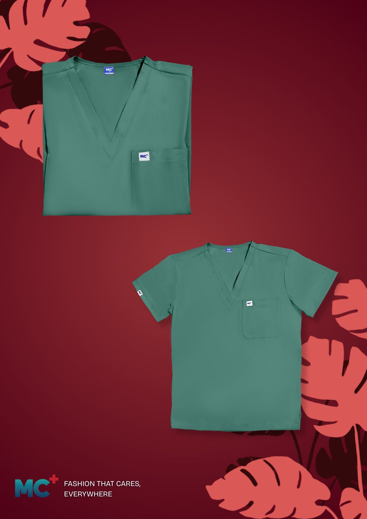 FlexMove Eucalyptus V-Neck Tops Comfortable Durable Material Scrub Suit for Men