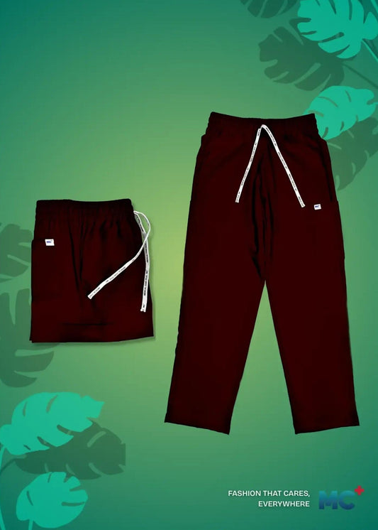 FlexMove Wine Red Straight Cut Bottom Comfortable Durable Material Scrub Suit for Women