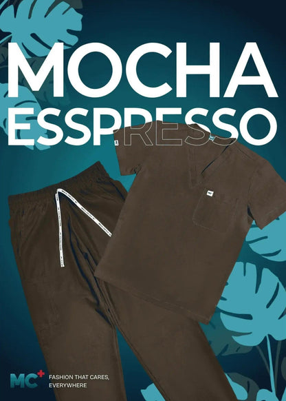FlexMove Mocha Espresso Straight Cut Bottom Comfortable Durable Material Scrub Suit for Women