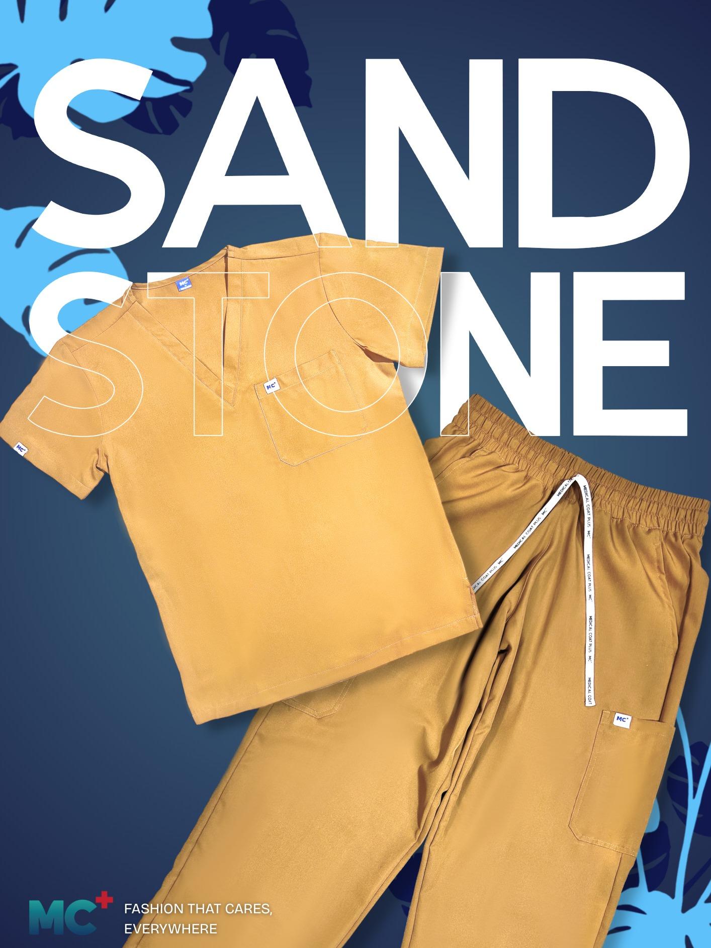 FlexMove Sandstone V-Neck Tops Comfortable Durable Material Scrub Suit for Men