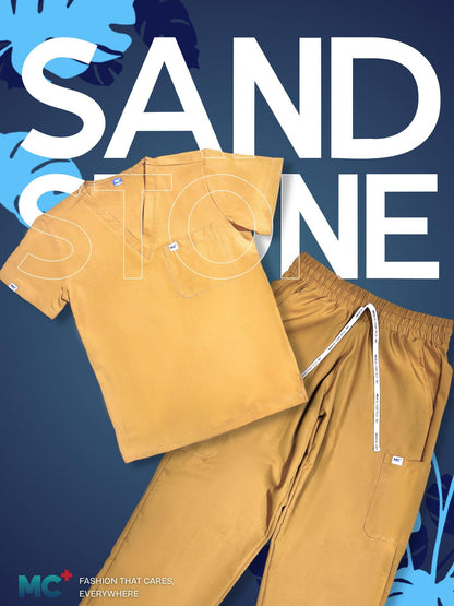 FlexMove Sandstone V-Neck Tops Comfortable Durable Material Scrub Suit for Men