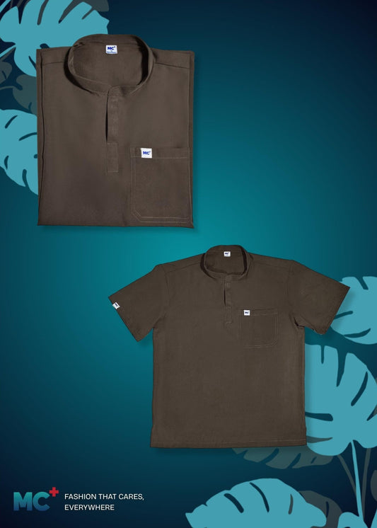 FlexMove Mocha Espresso Mandarin Tops Comfortable Durable Material Scrub Suit for Women Ideal for Work Environments Reliability and Longevity