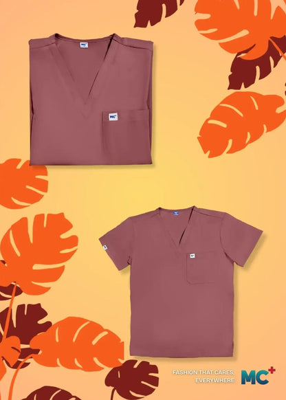 FlexMove Rosewood V-Neck Tops Comfortable Durable Material Scrub Suit for Men