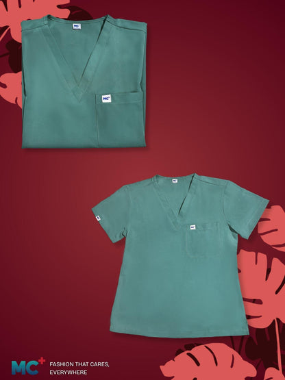 FlexMove Eucalyptus Set V-Neck Tops & Straight Cut Pants Comfortable Durable Material Scrub Suit for Women Ideal for Work Environments