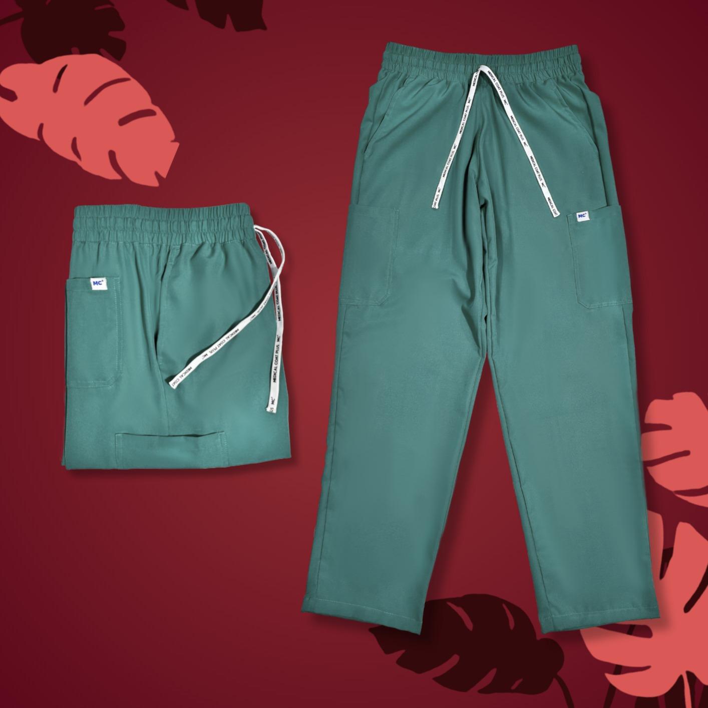 FlexMove Eucalyptus Set V-Neck Tops & Straight Cut Pants Comfortable Durable Material Scrub Suit for Women Ideal for Work Environments