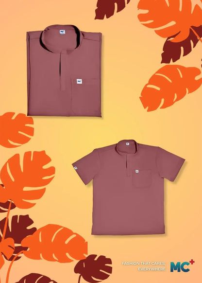 FlexMove Rosewood Mandarin Tops Comfortable Durable Material Scrub Suit for Women Ideal for Work Environments Reliability and Longevity