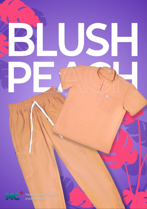 FlexMove Blush Peach Mandarin Tops Comfortable Durable Material Scrub Suit for Women Ideal for Work Environments Reliability and Longevity