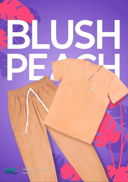 FlexMove Blush Peach Straight Cut Bottom Comfortable Durable Material Scrub Suit for Men