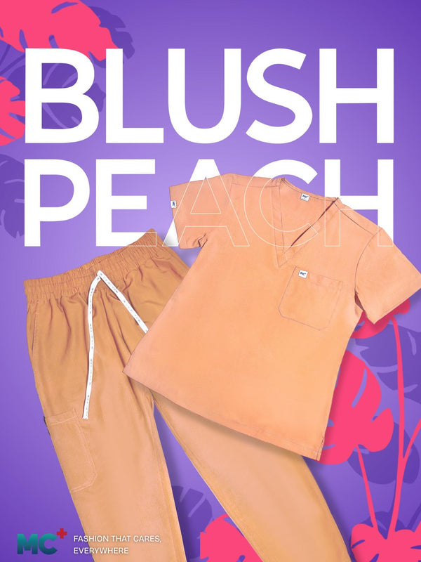 FlexMove Blush Peach V-Neck Tops - Comfortable Durable Material Scrub Suit for Women