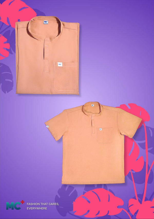 FlexMove Blush Peach Mandarin Tops Comfortable Durable Material Scrub Suit for Women Ideal for Work Environments Reliability and Longevity