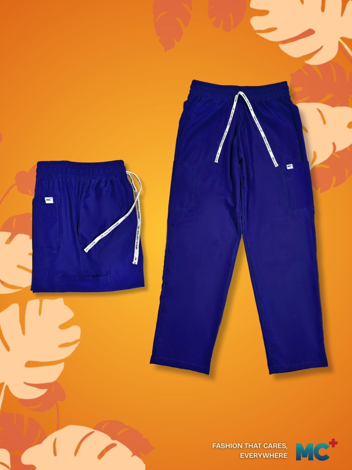 FlexMove Midnight Navy V-Neck Tops & Straight Cut Pants Set - Durable Material Scrub Suit for Women
