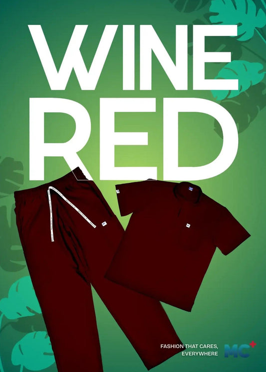 FlexMove Wine Red Straight Cut Bottom Comfortable Durable Material Scrub Suit for Men