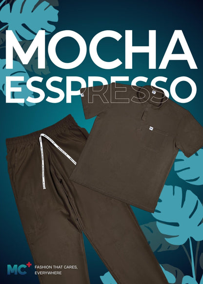 FlexMove Mocha Espresso Mandarin Tops Comfortable Durable Material Scrub Suit for Women Ideal for Work Environments Reliability and Longevity