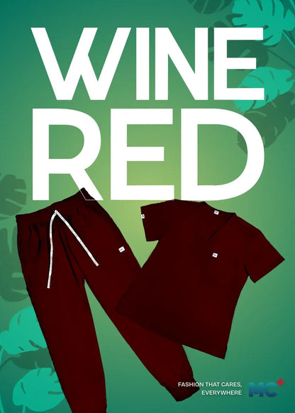 FlexMove Wine Red V-Neck Tops Comfortable Durable Material Scrub Suit for Men