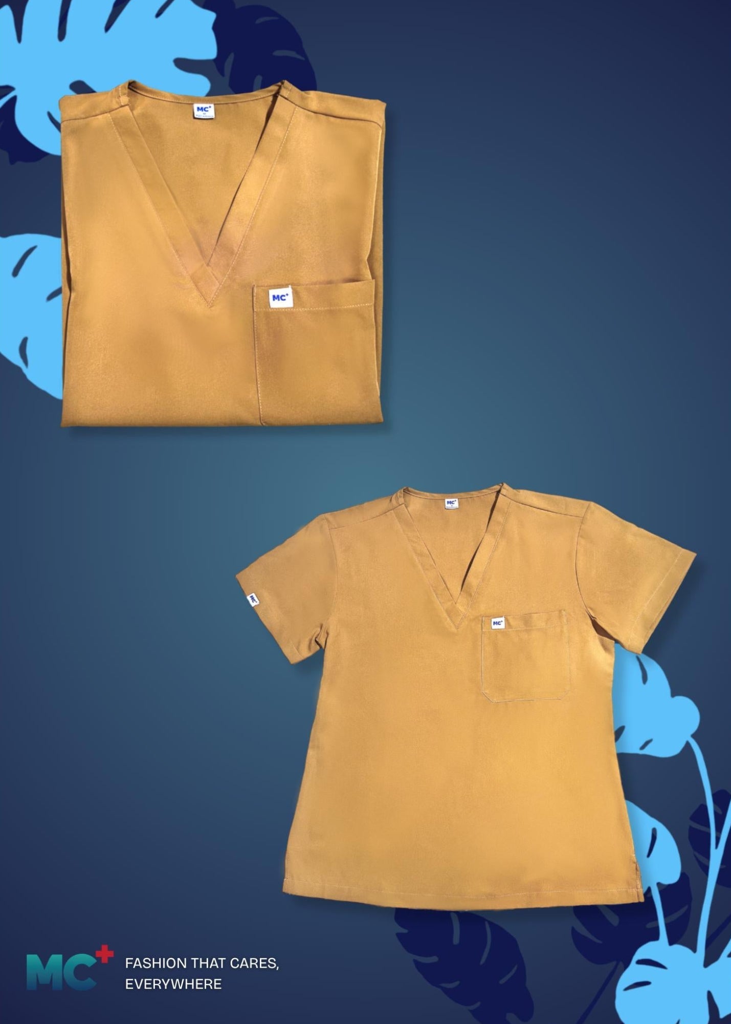 FlexMove Sandstone V-Neck Tops - Comfortable Durable Material Scrub Suit for Women